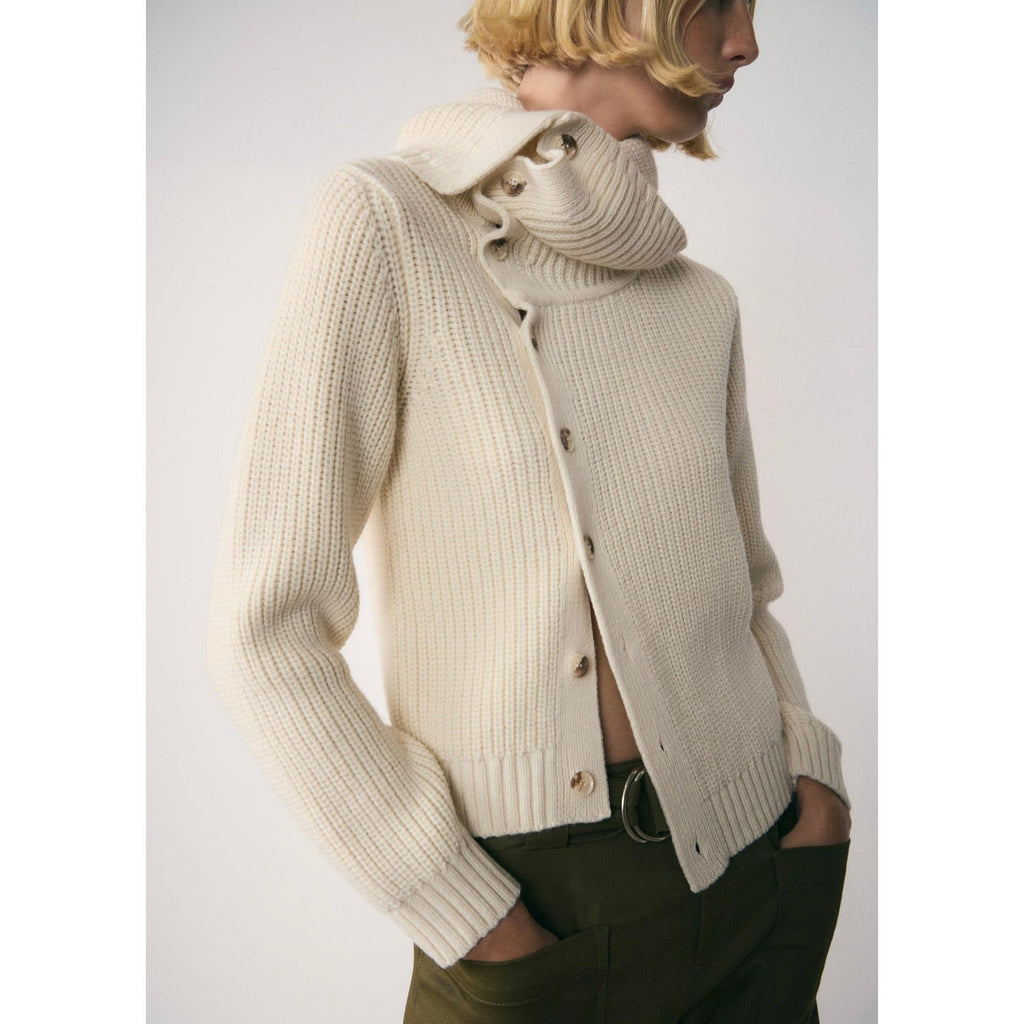 Jersey con Botones Cuello Vuelto - Crudo