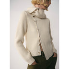 Jersey con Botones Cuello Vuelto - Crudo