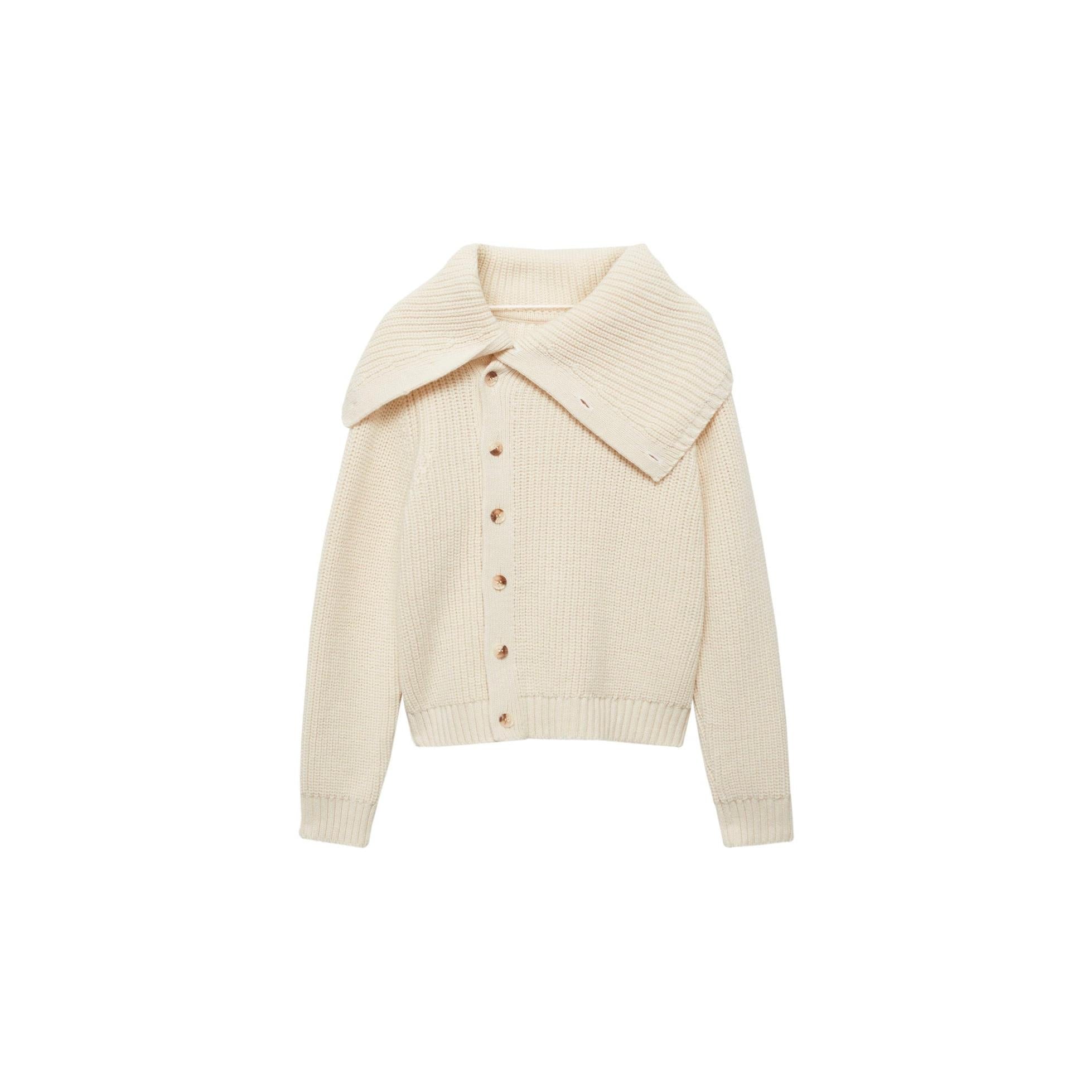 Jersey con Botones Cuello Vuelto - Crudo