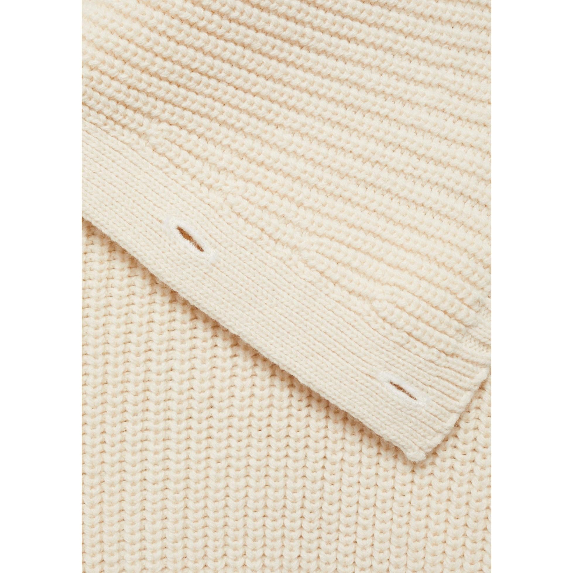 Jersey con Botones Cuello Vuelto - Crudo