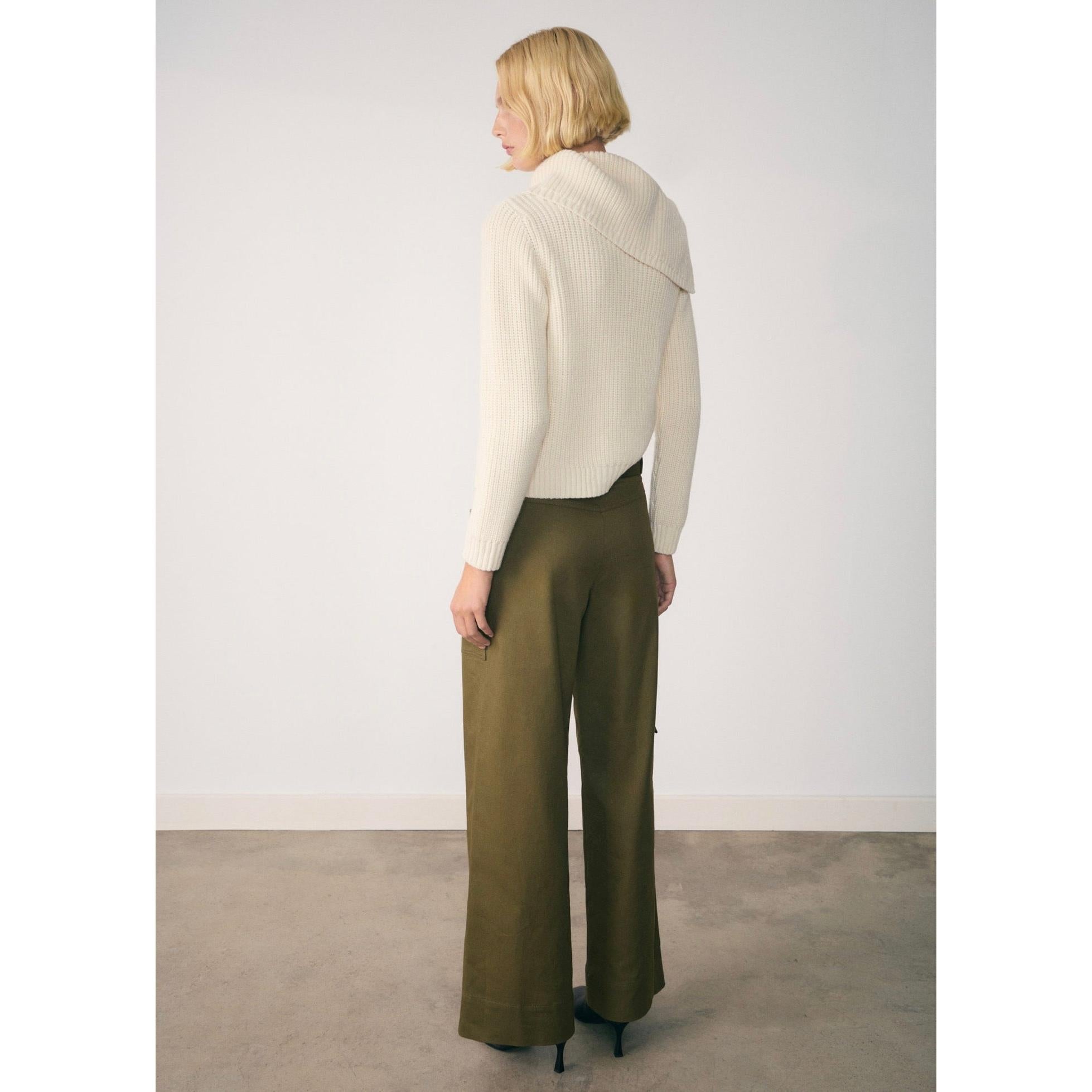 Jersey con Botones Cuello Vuelto - Crudo