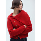 Buttoned Turtleneck Pull-Over - Red