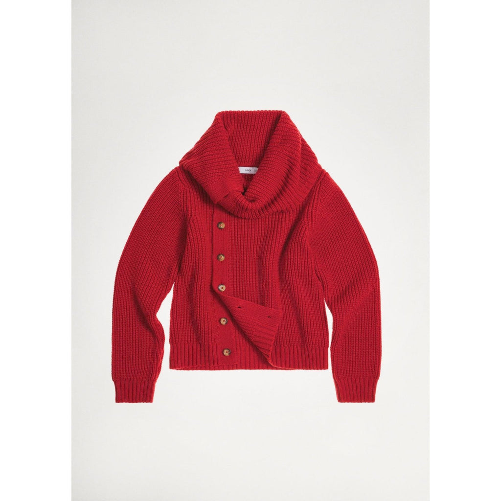 Buttoned Turtleneck Pull-Over - Red