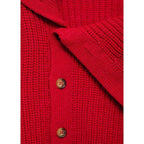 Buttoned Turtleneck Pull-Over - Red