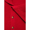 Buttoned Funnel Neck Jumper - Red