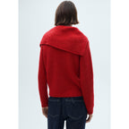 Buttoned Turtleneck Pull-Over - Red