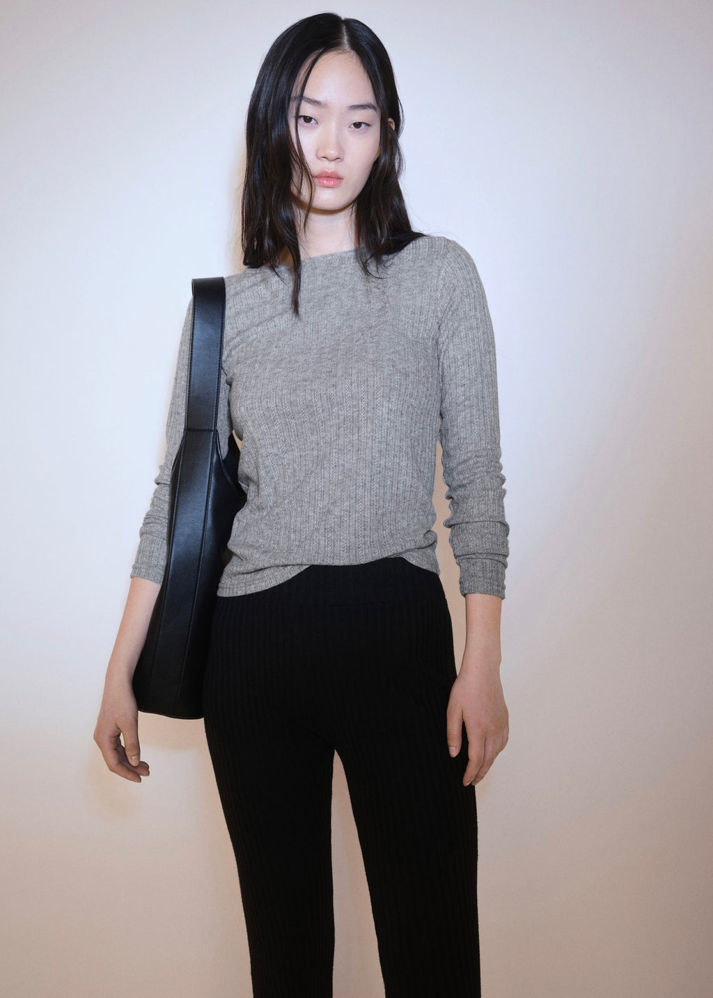 Camiseta Manga Larga Pointelle - Medium Heather Grey
