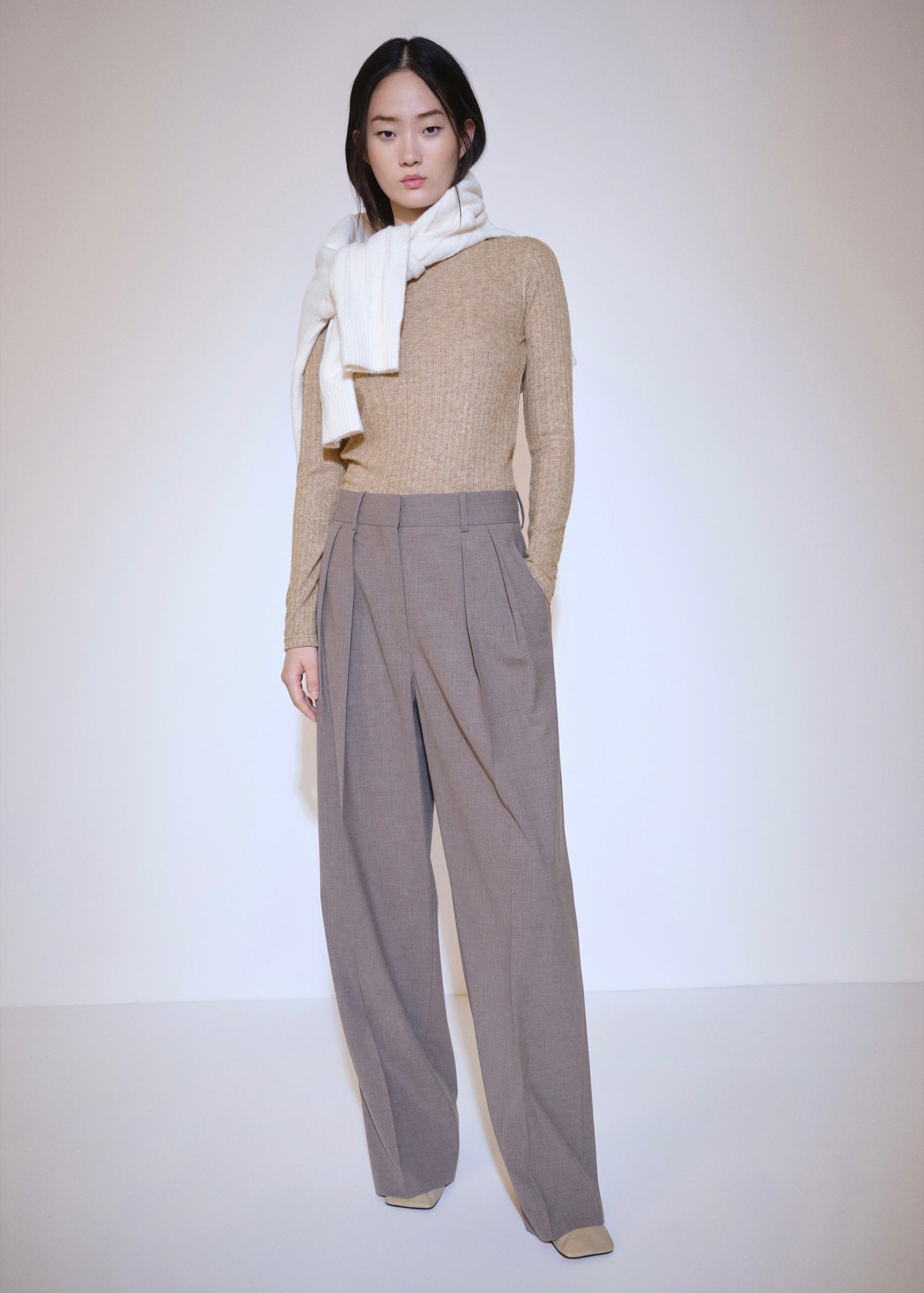 Long-Sleeved Pointelle T-Shirt