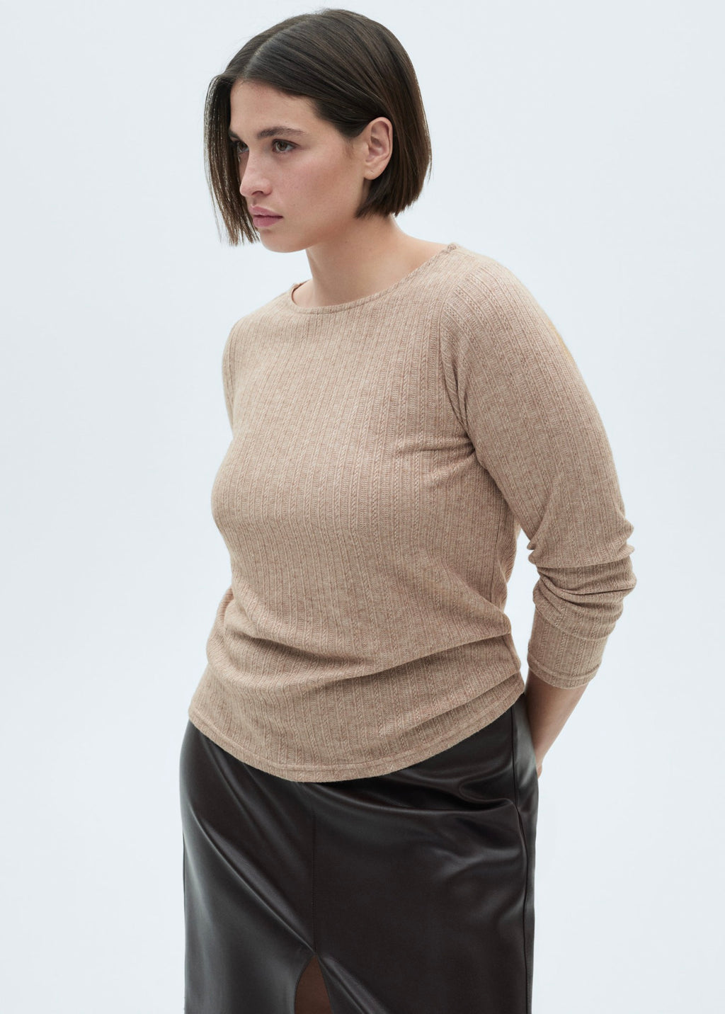Long-Sleeved Pointelle T-Shirt