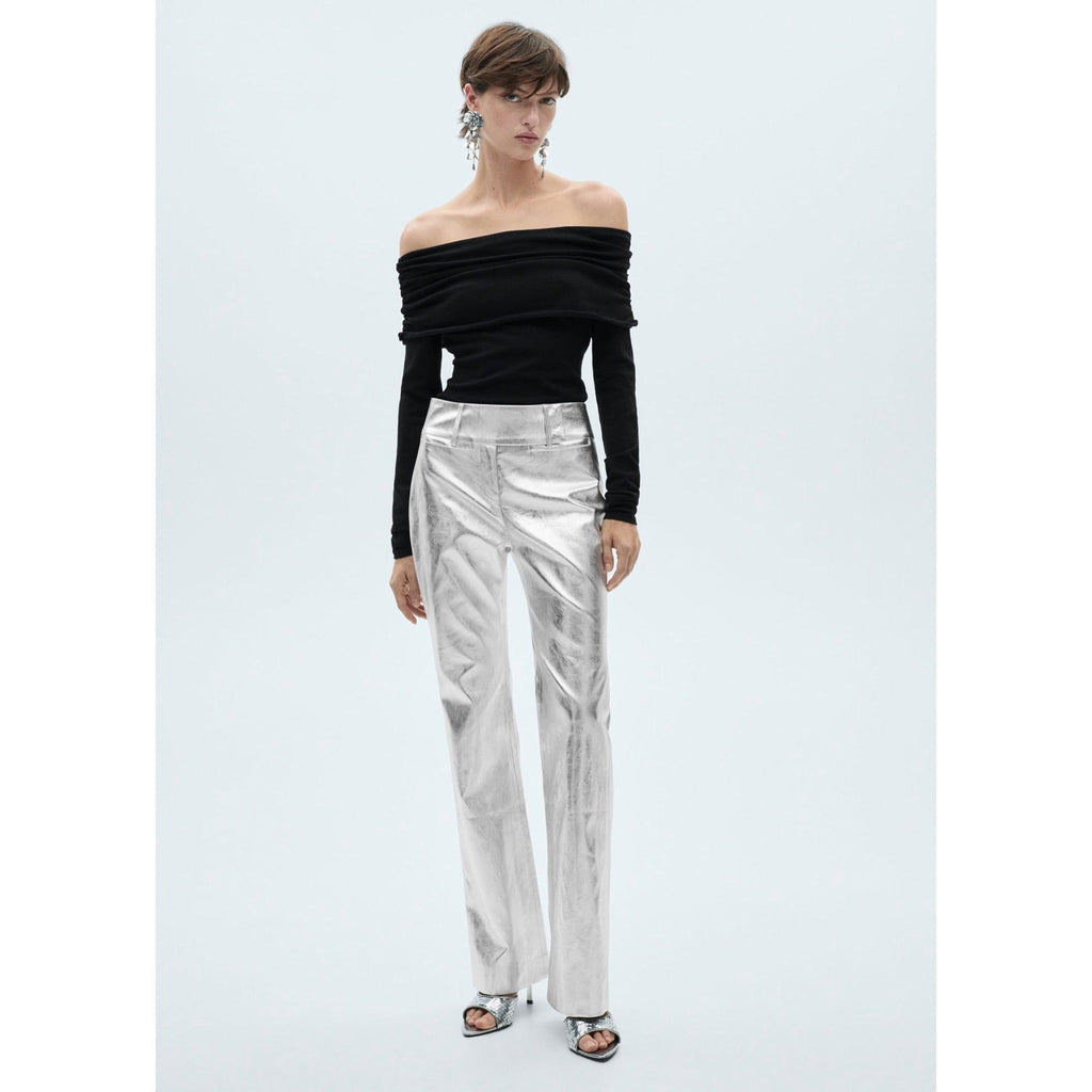 Pantalón Recto Metalizado - Silver