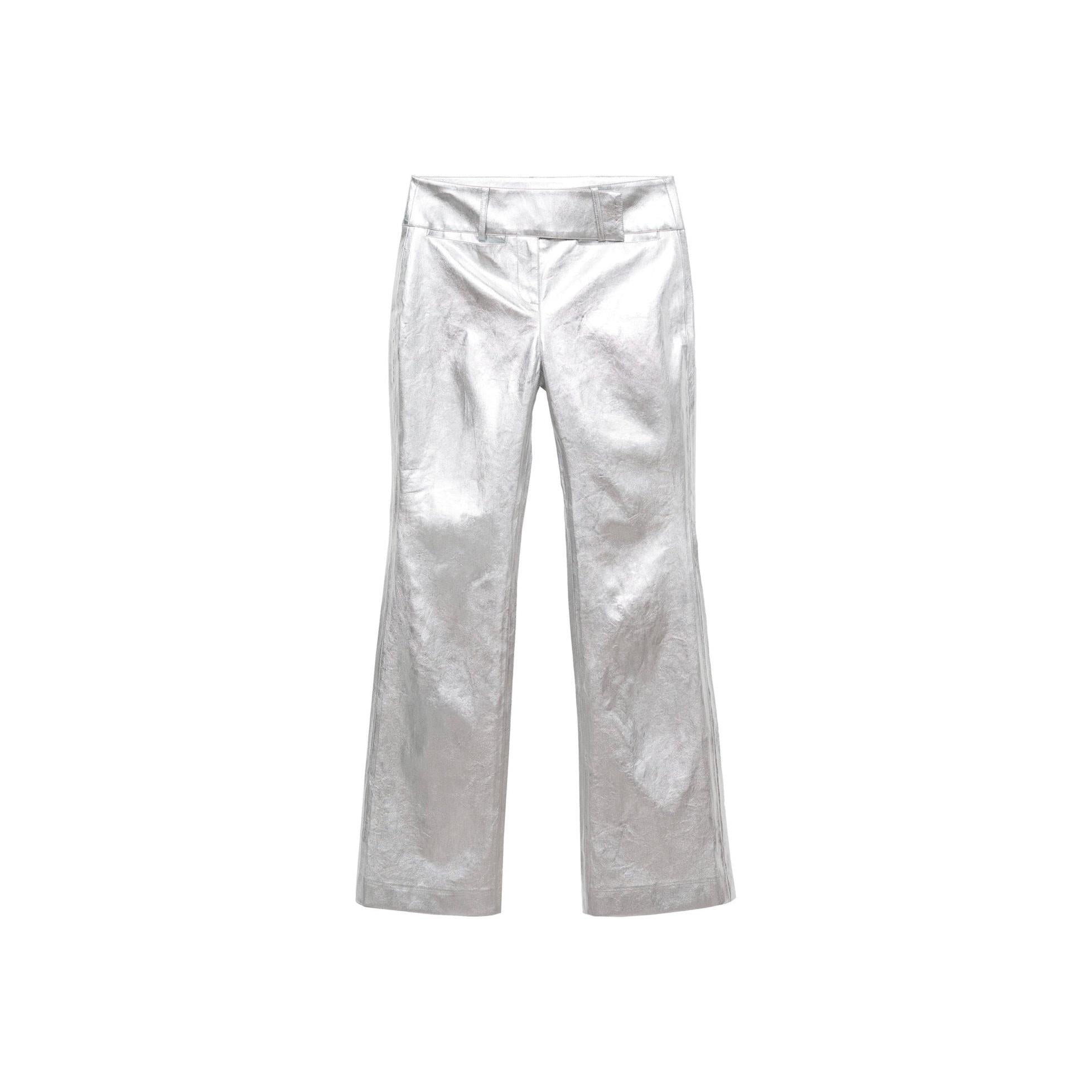 Pantalón Recto Metalizado - Silver