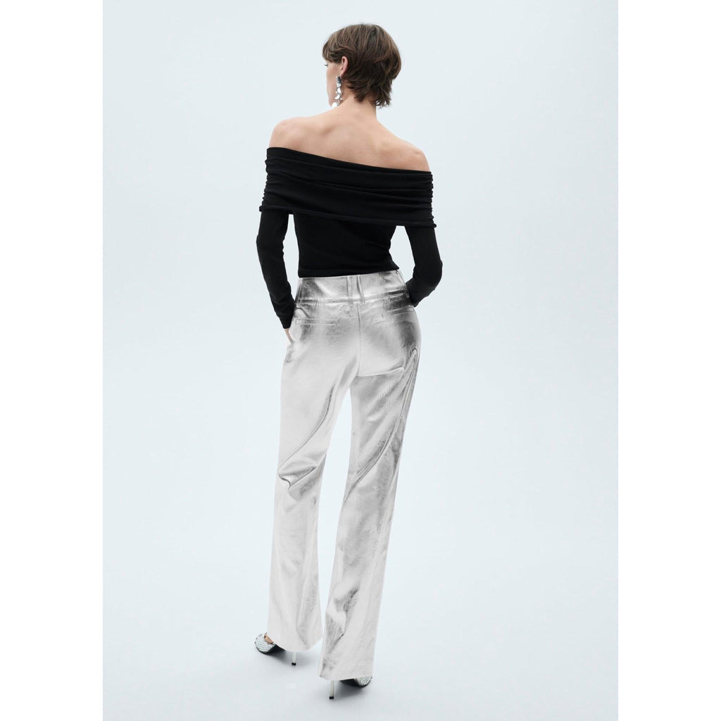 Pantalón Recto Metalizado - Silver