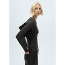 Camiseta de lúrex semitransparente - Negro