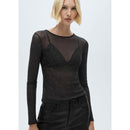 Camiseta de lúrex semitransparente - Negro