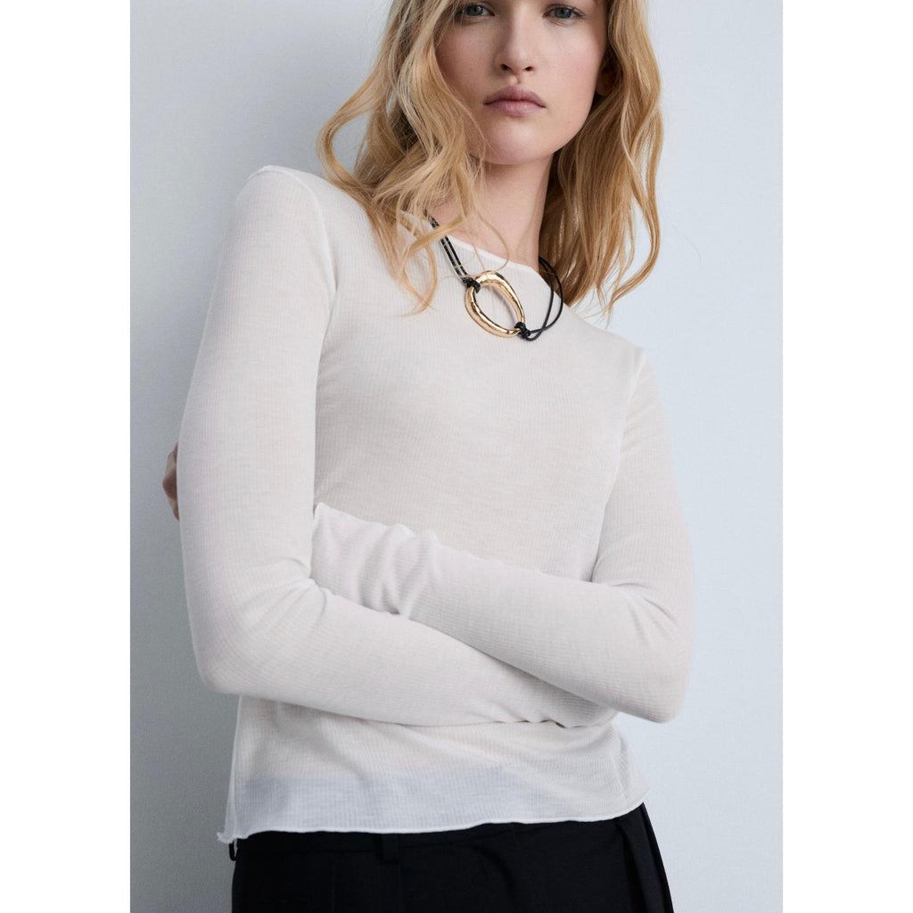 Top Maille Côtelée Fine - White