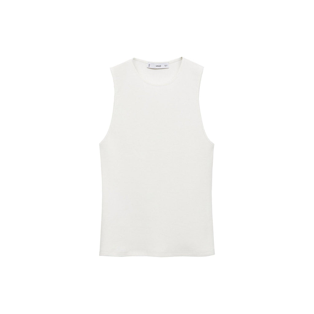 Top Maille Côtelée Fine - White