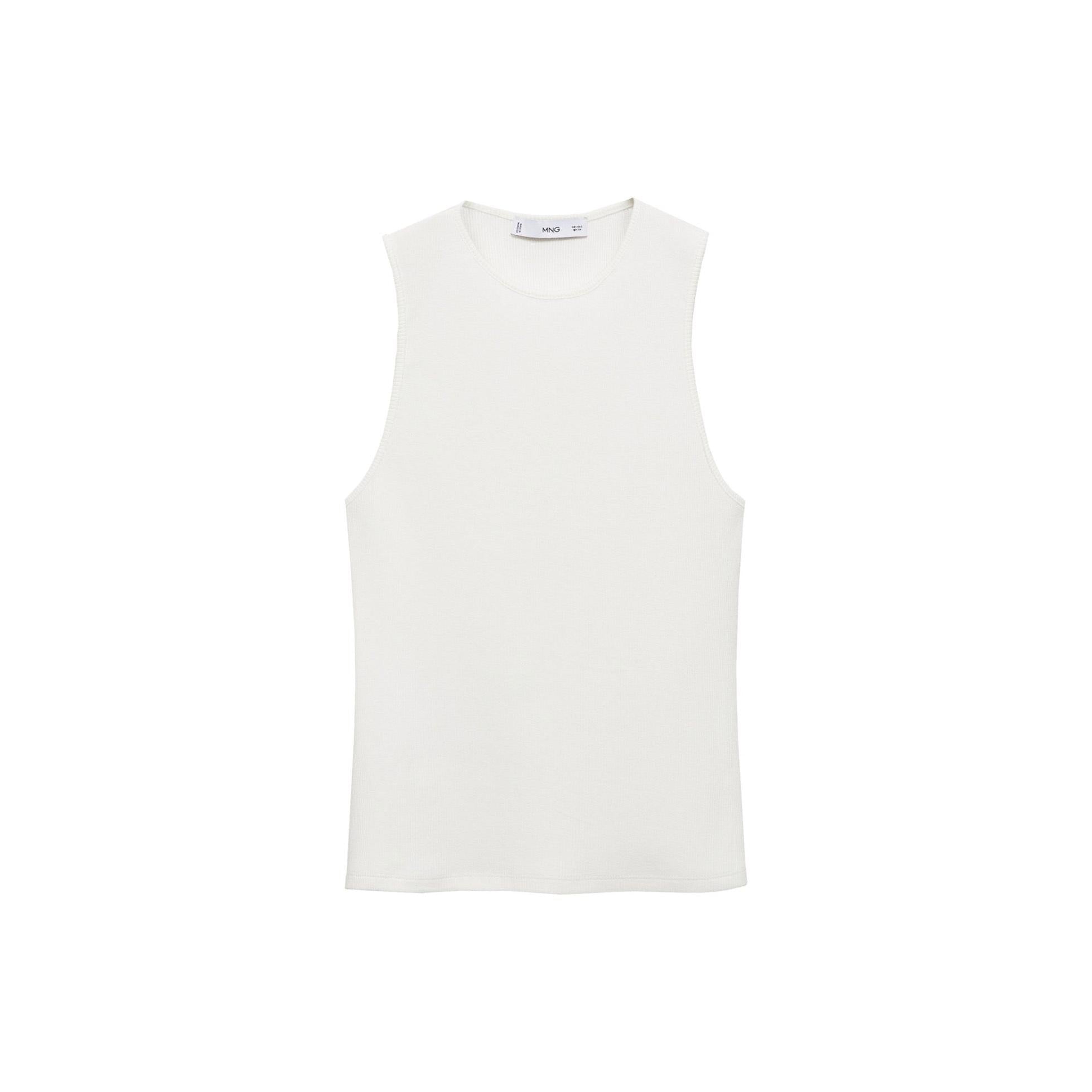 Top Maille Côtelée Fine - White