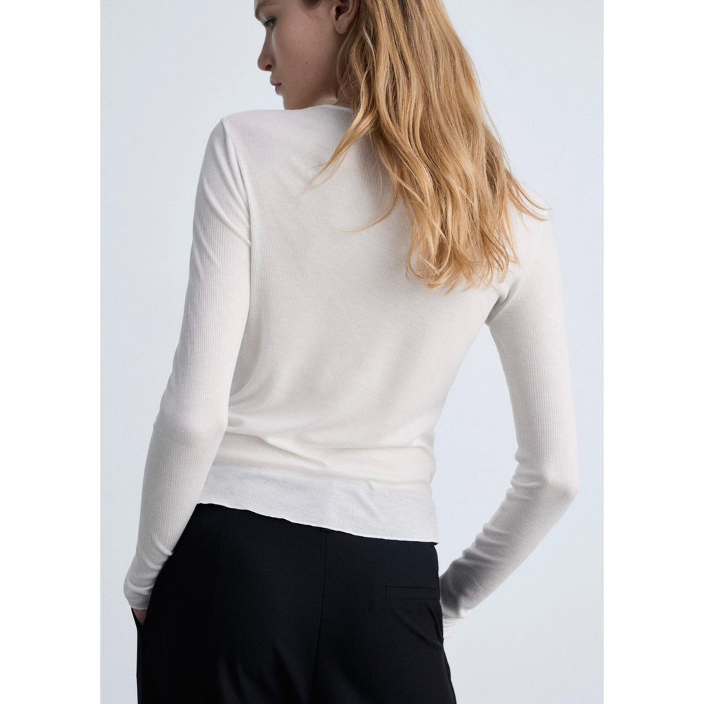 Top Maille Côtelée Fine - White