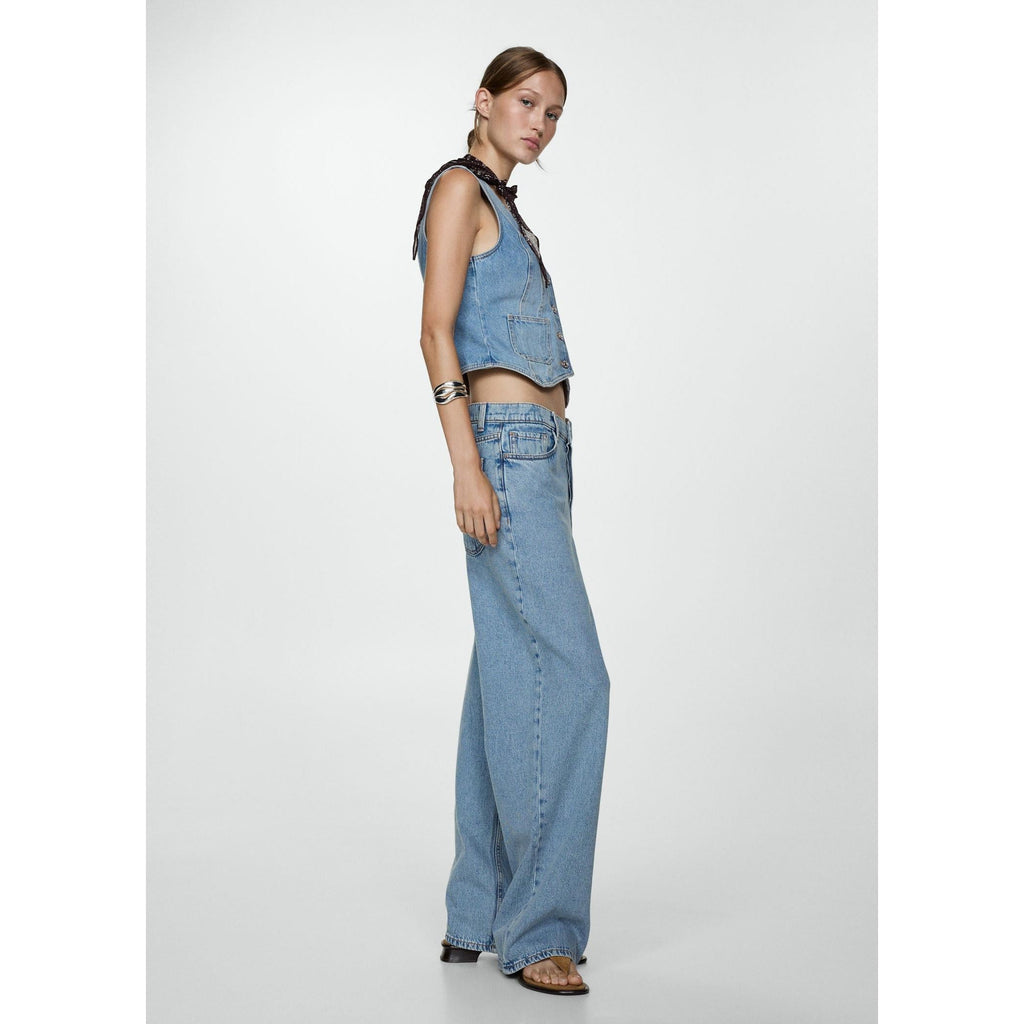 Jean Wideleg Loose Tiro Bajo - Medium Blue