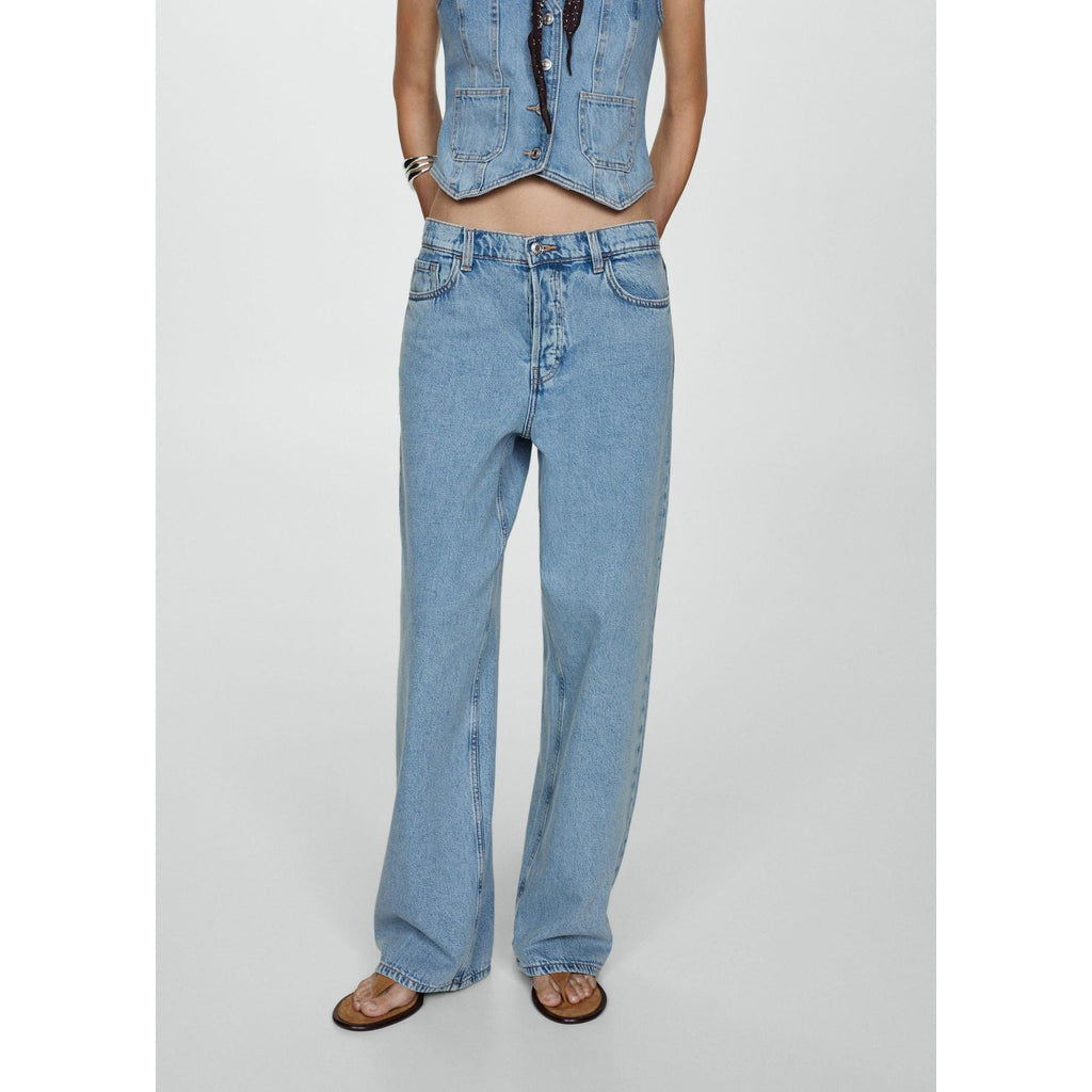 Jean Wideleg Loose Tiro Bajo - Medium Blue