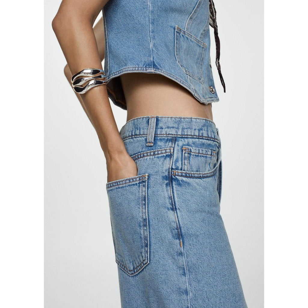 Jean Wideleg Loose Tiro Bajo - Medium Blue