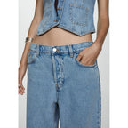 Jean Wideleg Loose Tiro Bajo - Medium Blue