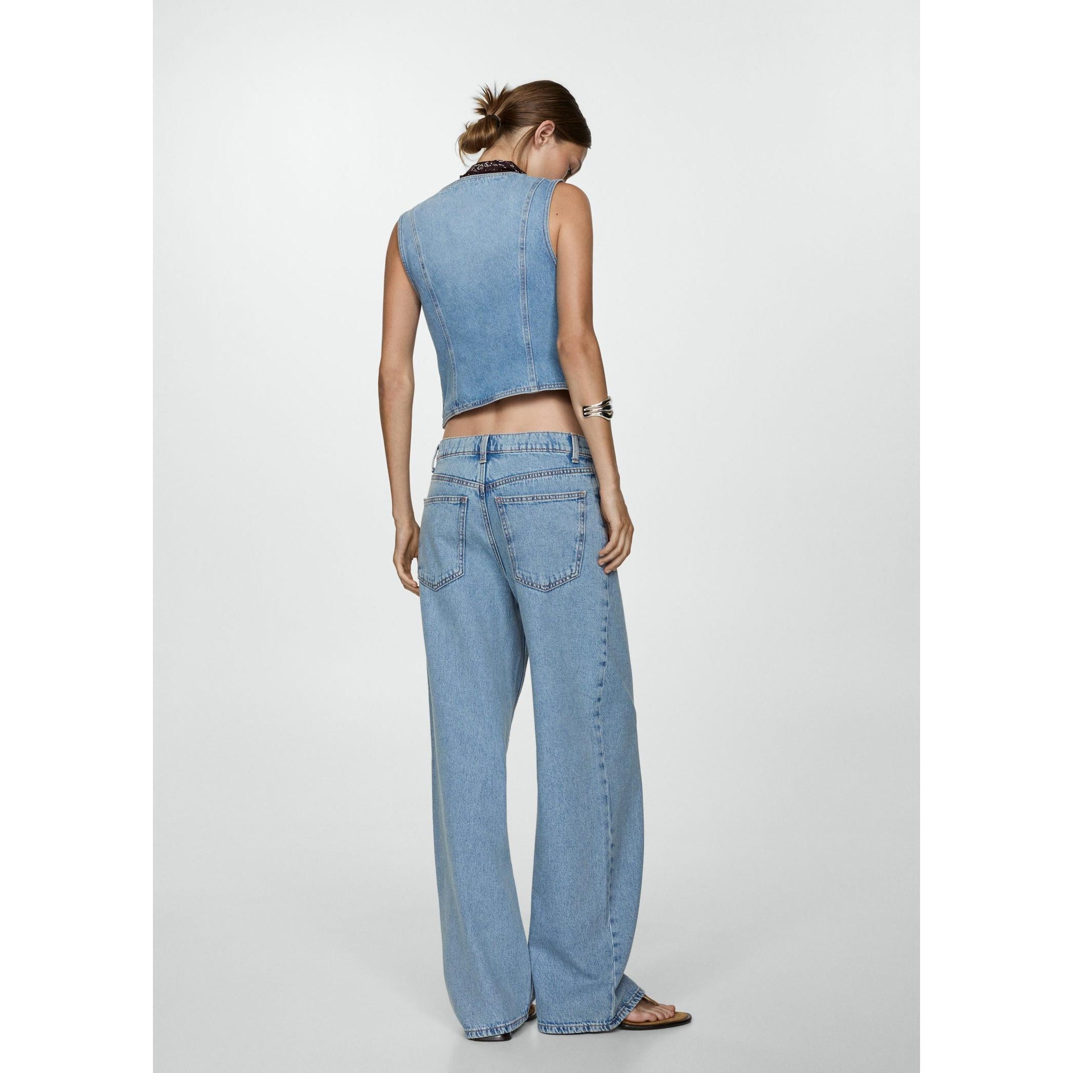 Jean Wideleg Loose Tiro Bajo - Medium Blue