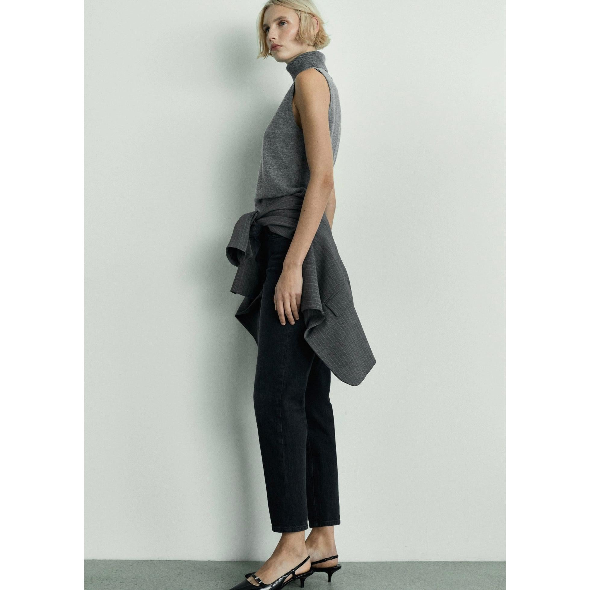 Jeans Newmom Confort de Tiro Alto - Black Denim