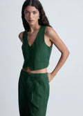 Gilet De Costume À Fines Rayures - Green