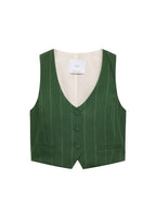 Gilet De Costume À Fines Rayures - Green