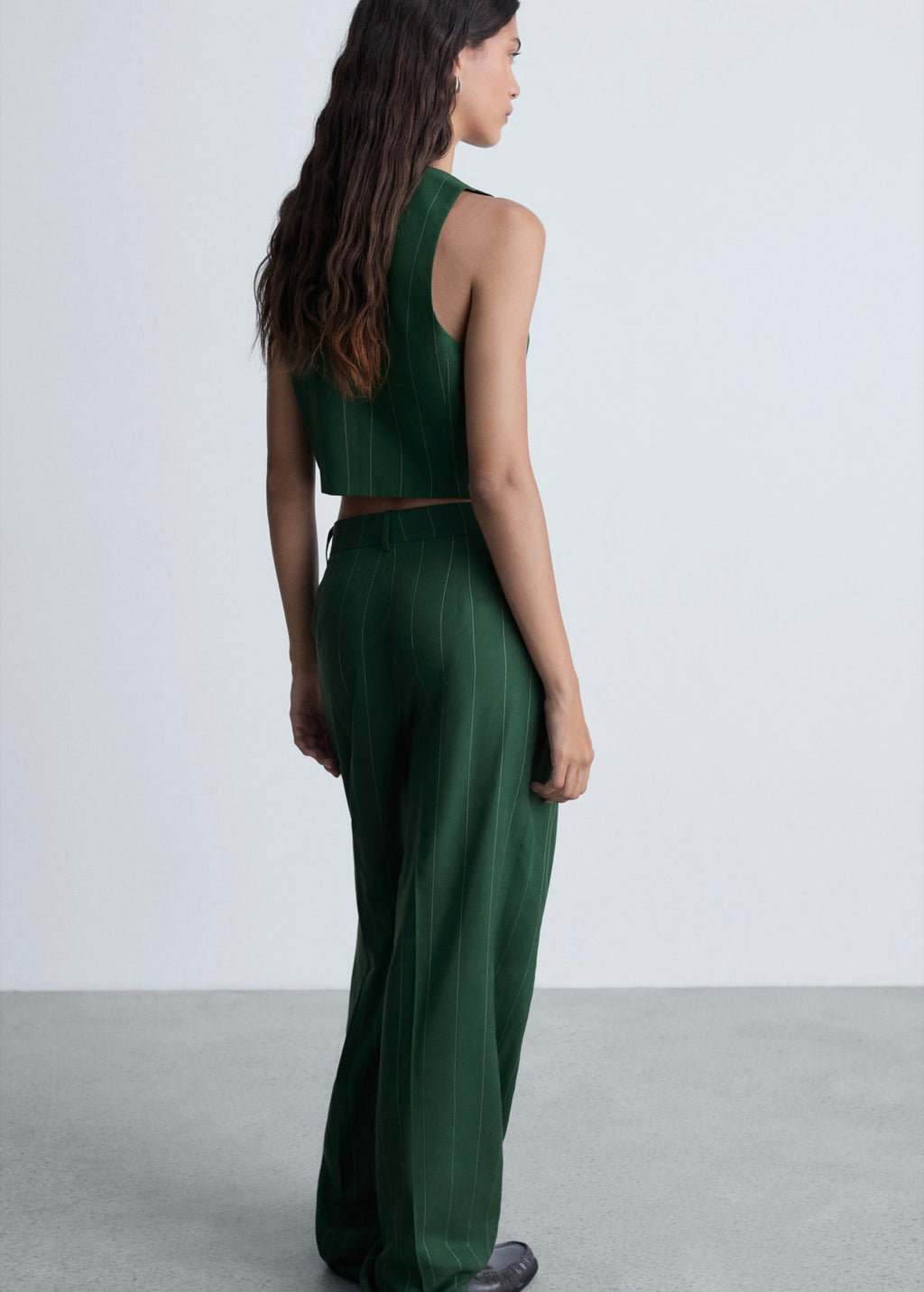Gilet De Costume À Fines Rayures - Green