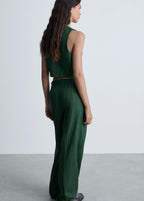 Gilet De Costume À Fines Rayures - Green