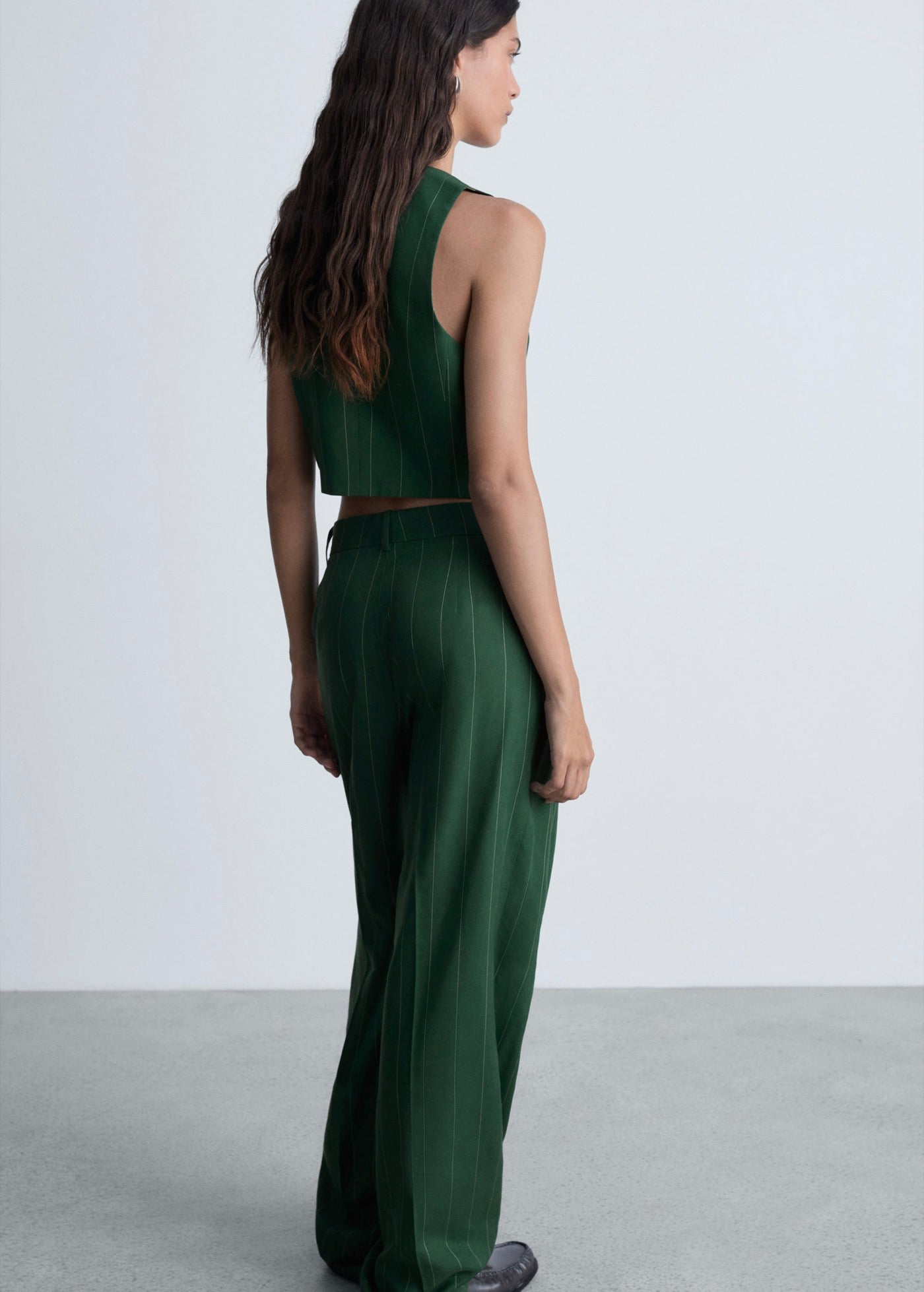 Gilet De Costume À Fines Rayures - Green
