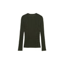 Semi-Transparent Button T-Shirt - Dark Green