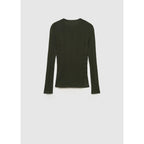 Buttoned Semi-Sheer T-Shirt - Dark Green