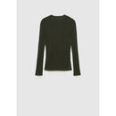 Semi-Transparent Button T-Shirt - Dark Green