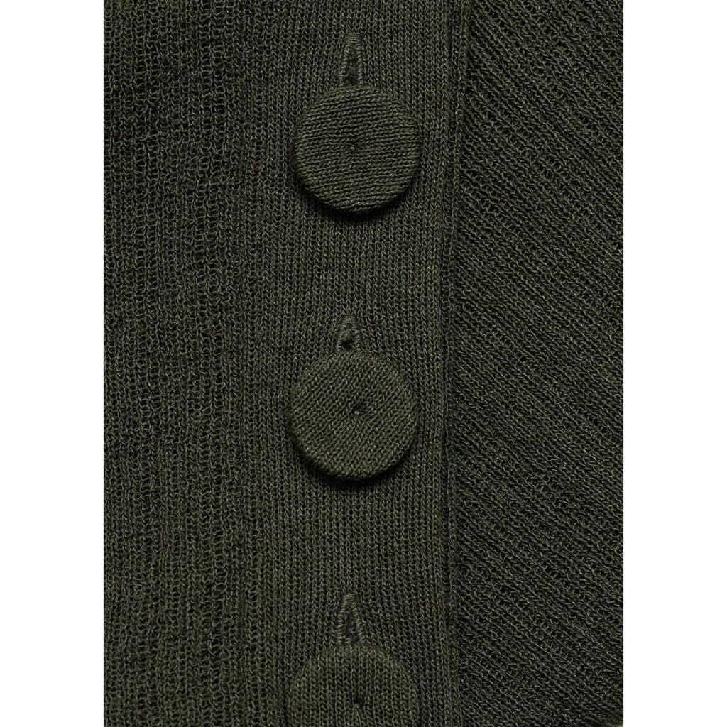 Buttoned Semi-Sheer T-Shirt - Dark Green