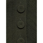 Buttoned Semi-Sheer T-Shirt - Dark Green