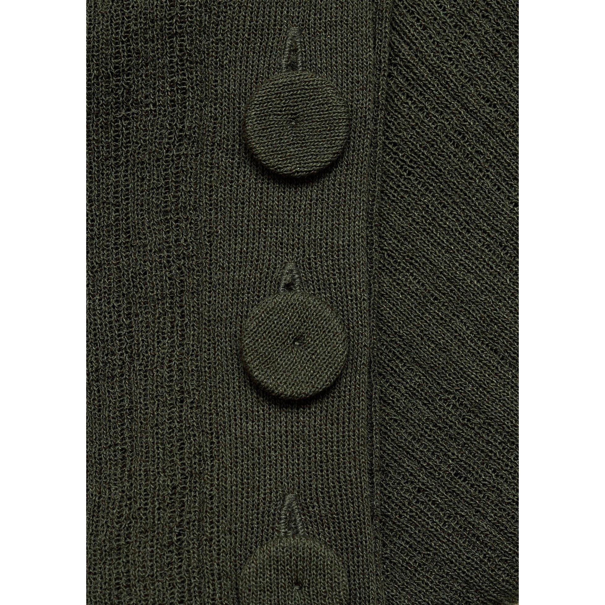 Buttoned Semi-Sheer T-Shirt - Dark Green