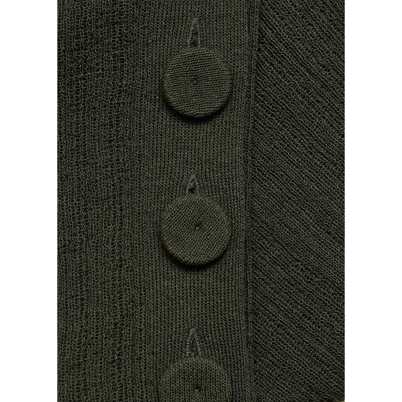 Semi-Transparent Button T-Shirt - Dark Green