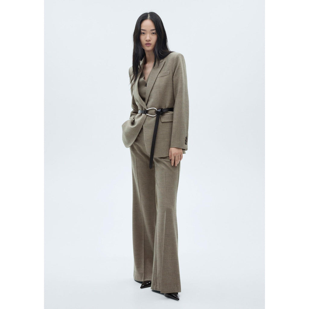 Pantalón De Traje Acampanado - Caqui