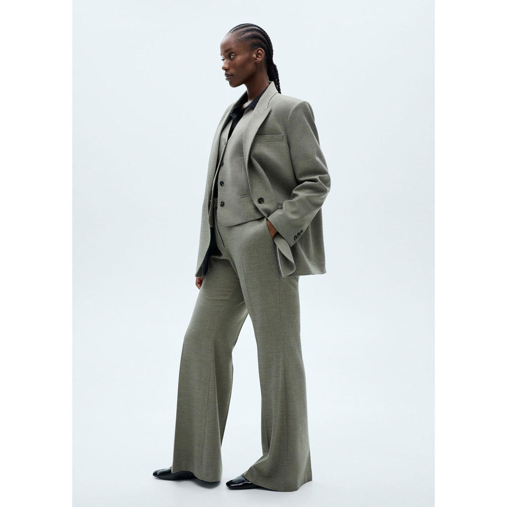 Pantalón De Traje Acampanado - Caqui
