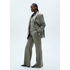 Pantalón De Traje Acampanado - Caqui