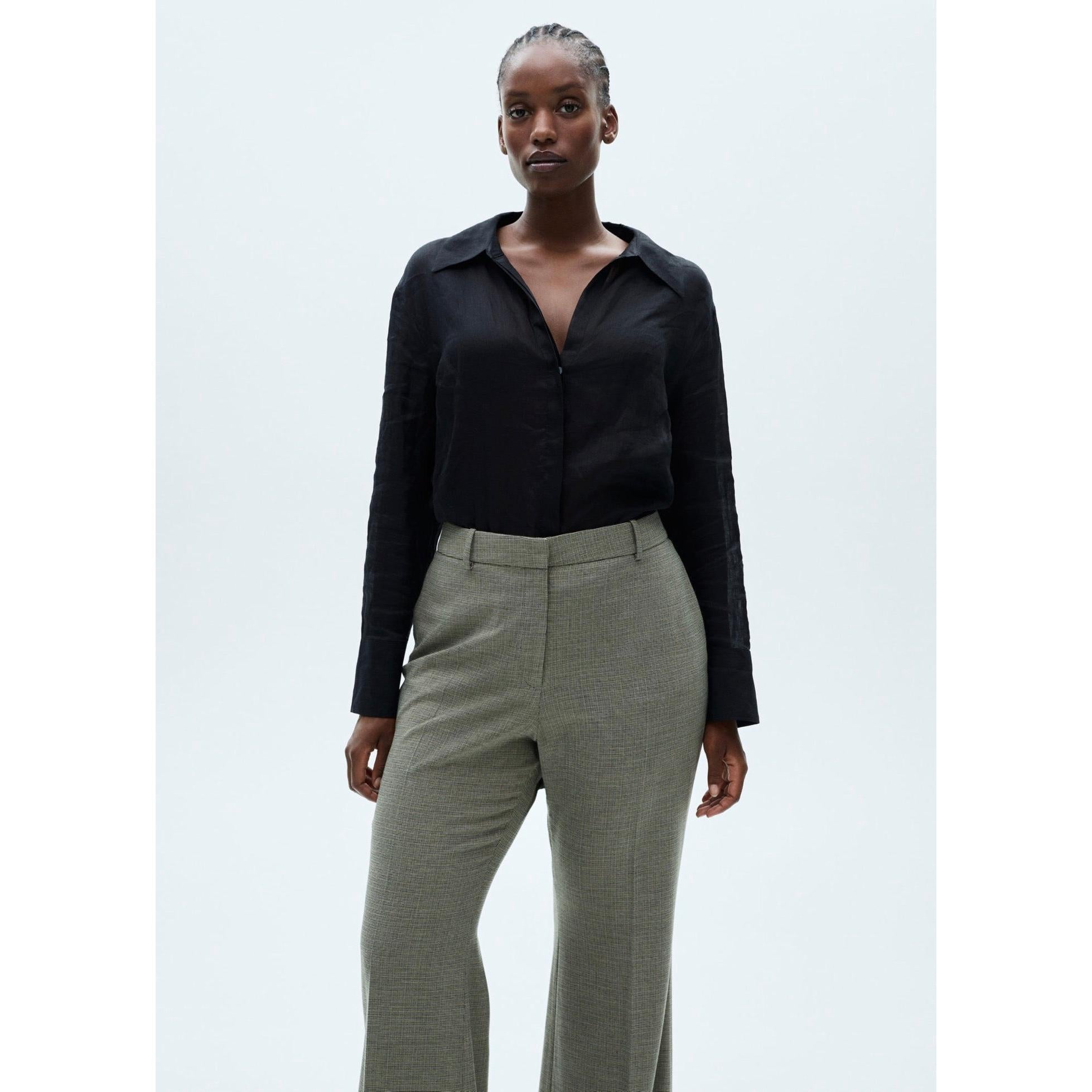 Pantalón De Traje Acampanado - Caqui