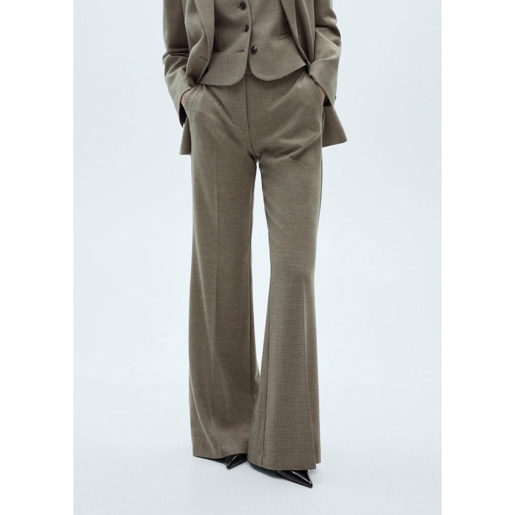 Pantalón De Traje Acampanado - Caqui