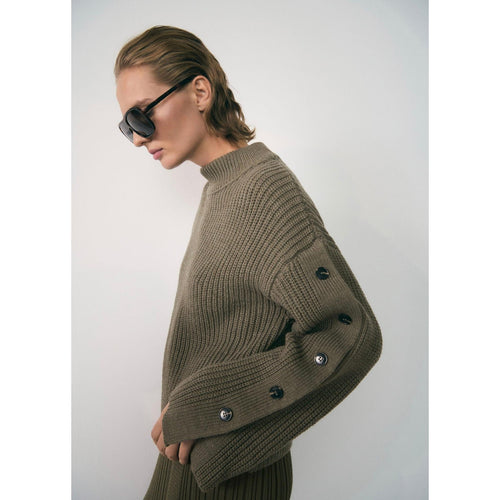 Pull-Over Maille Détail Boutons - Khaki