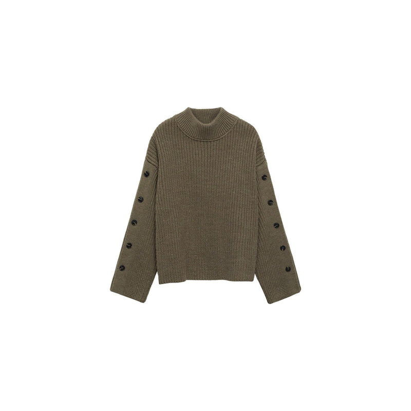 Jersey de punto con detalle de botones - Caqui