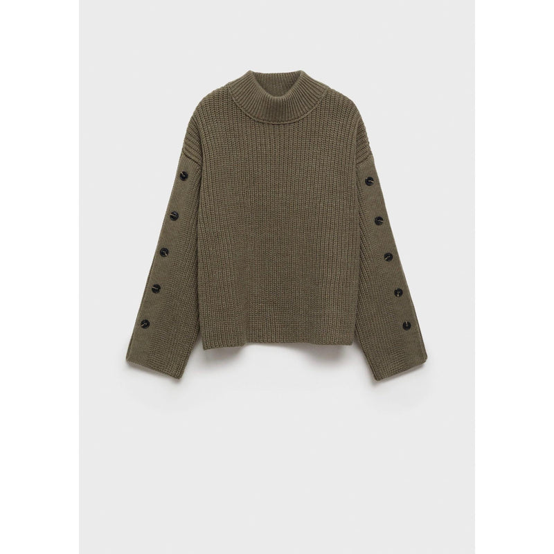 Jersey de punto con detalle de botones - Caqui