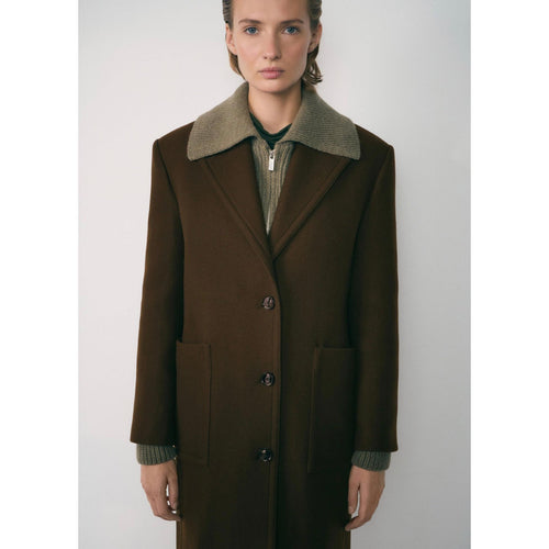 Manteau Laine Vierge Poches - Khaki