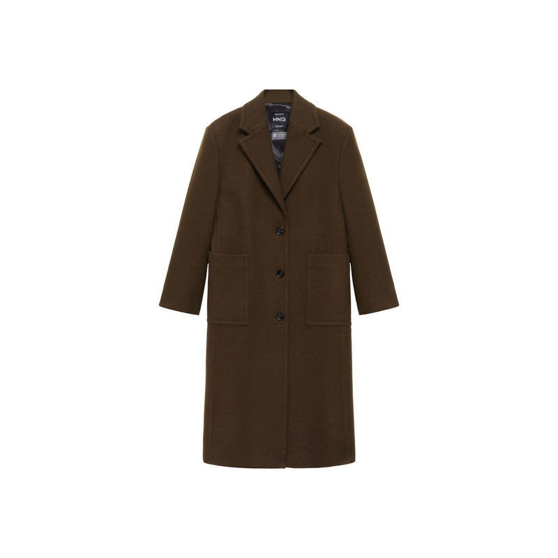 Manteau Laine Vierge Poches - Khaki